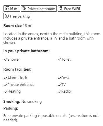 standard room information